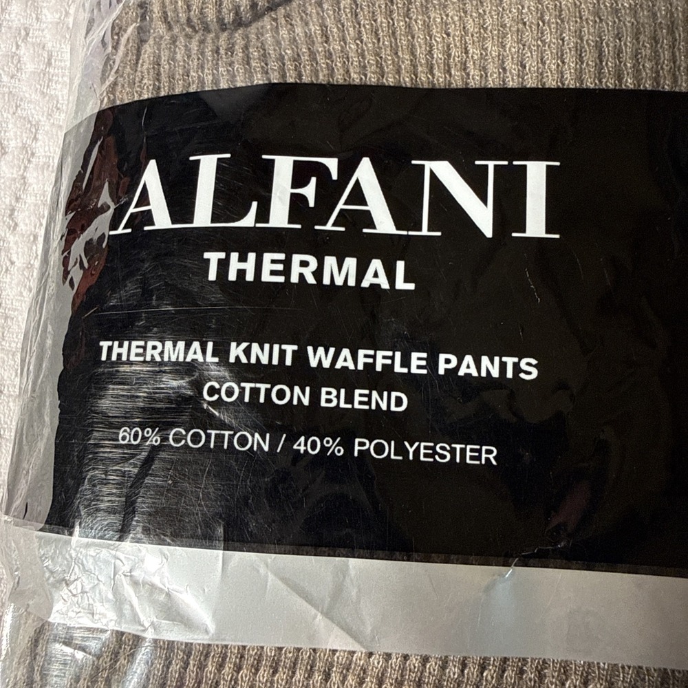 New Alfani Men's Size L Olive Thermal Knit Waffle Pants - Picture 3 of 7